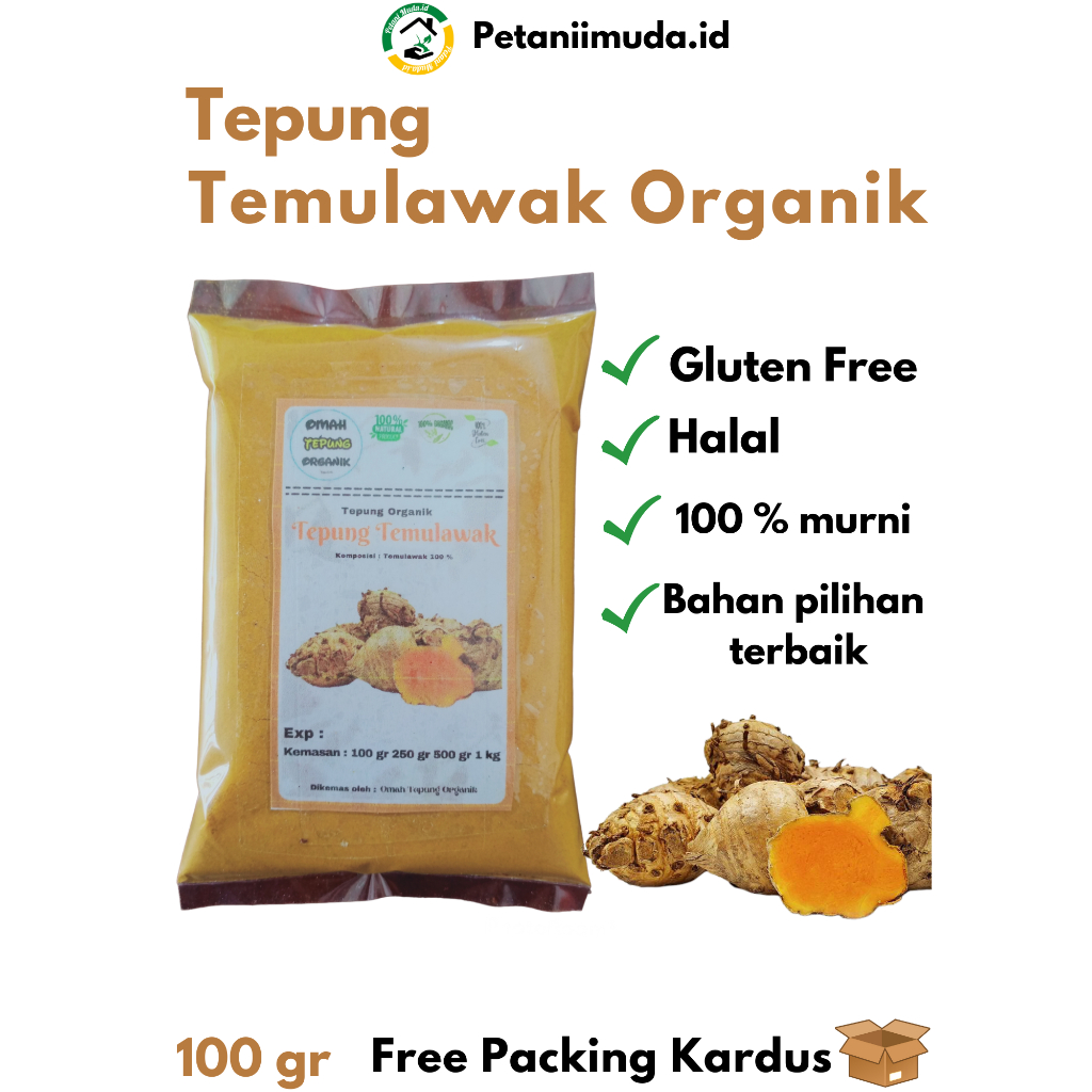 

Bubuk Temulawak murni kemasan 100 gram/Tepung Temulawak kemasan 100 gram/Serbuk Temulawak Murni kemasan 100 gram