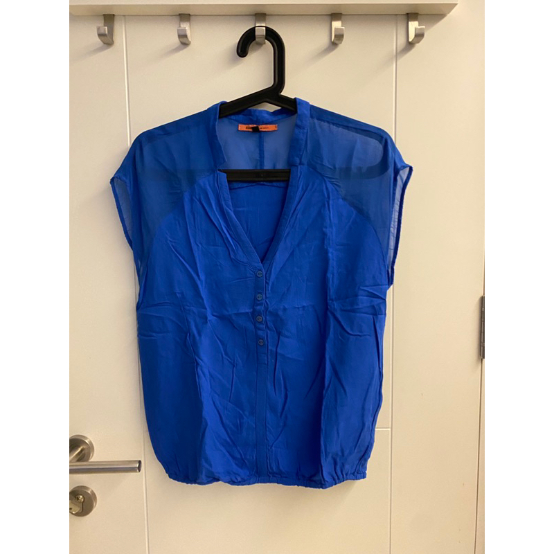 Bershka Blouse Top - Atasan Wanita - Baju Kerja Formal - Biru Elektrik