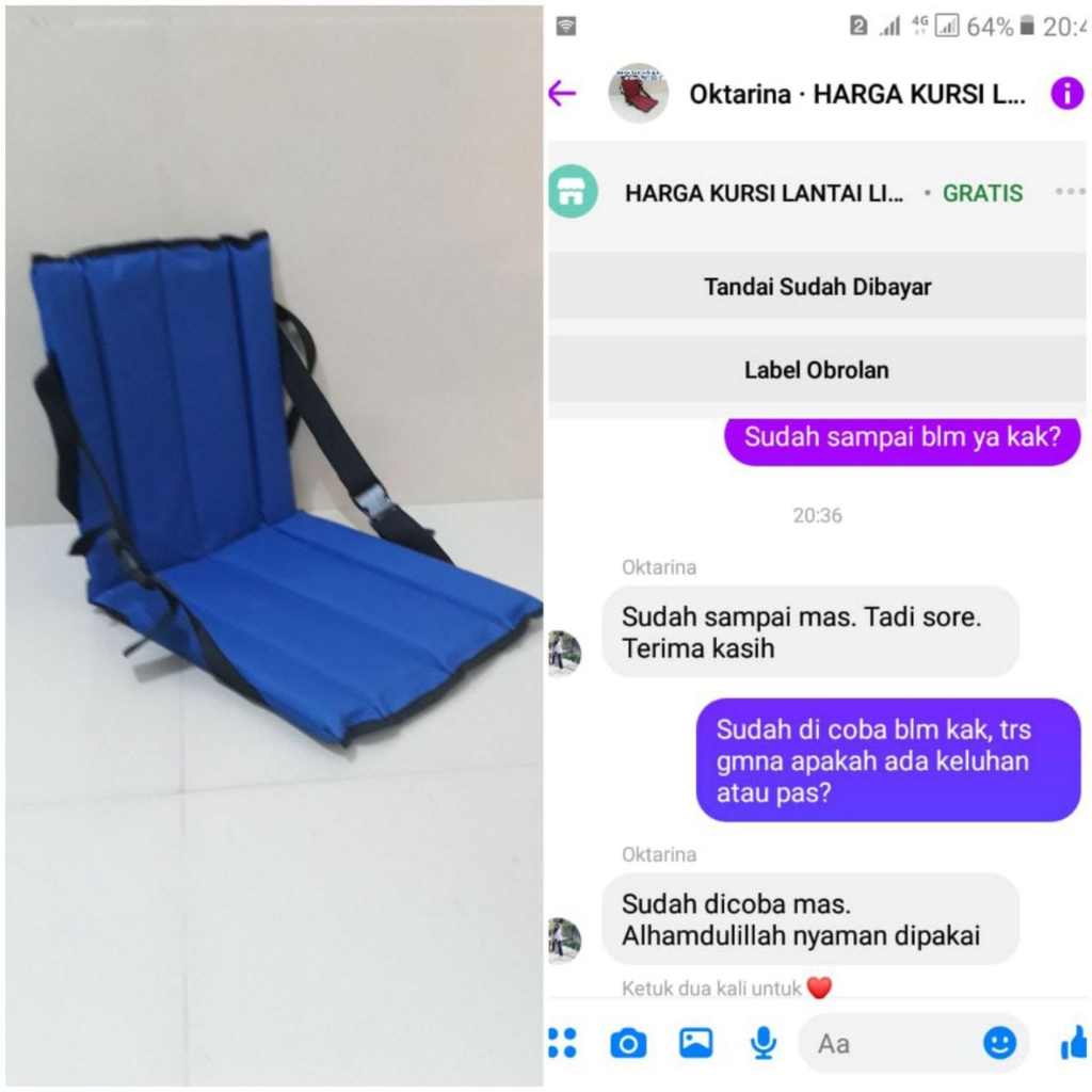 Kursi Lantai Senderan Lipat portable sandaran Lesehan Outdoor Pengajian Camping Gaming