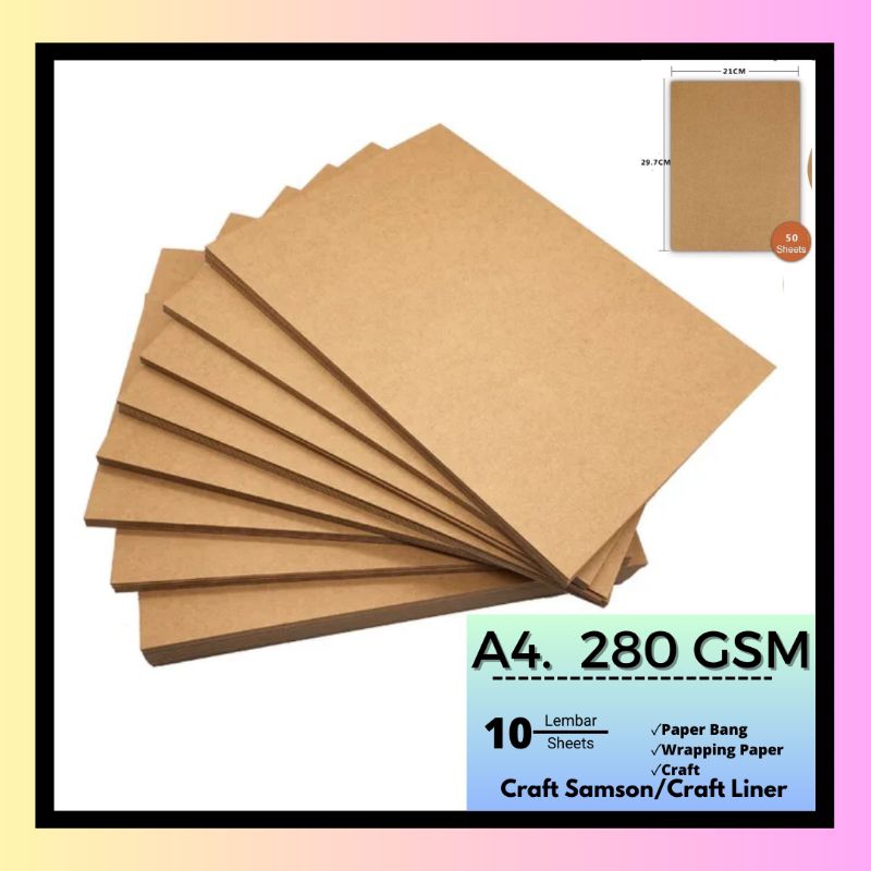 

Kertas Samson/Kertas Kraft Liner UK A4 Ketebalan 280 Gsm