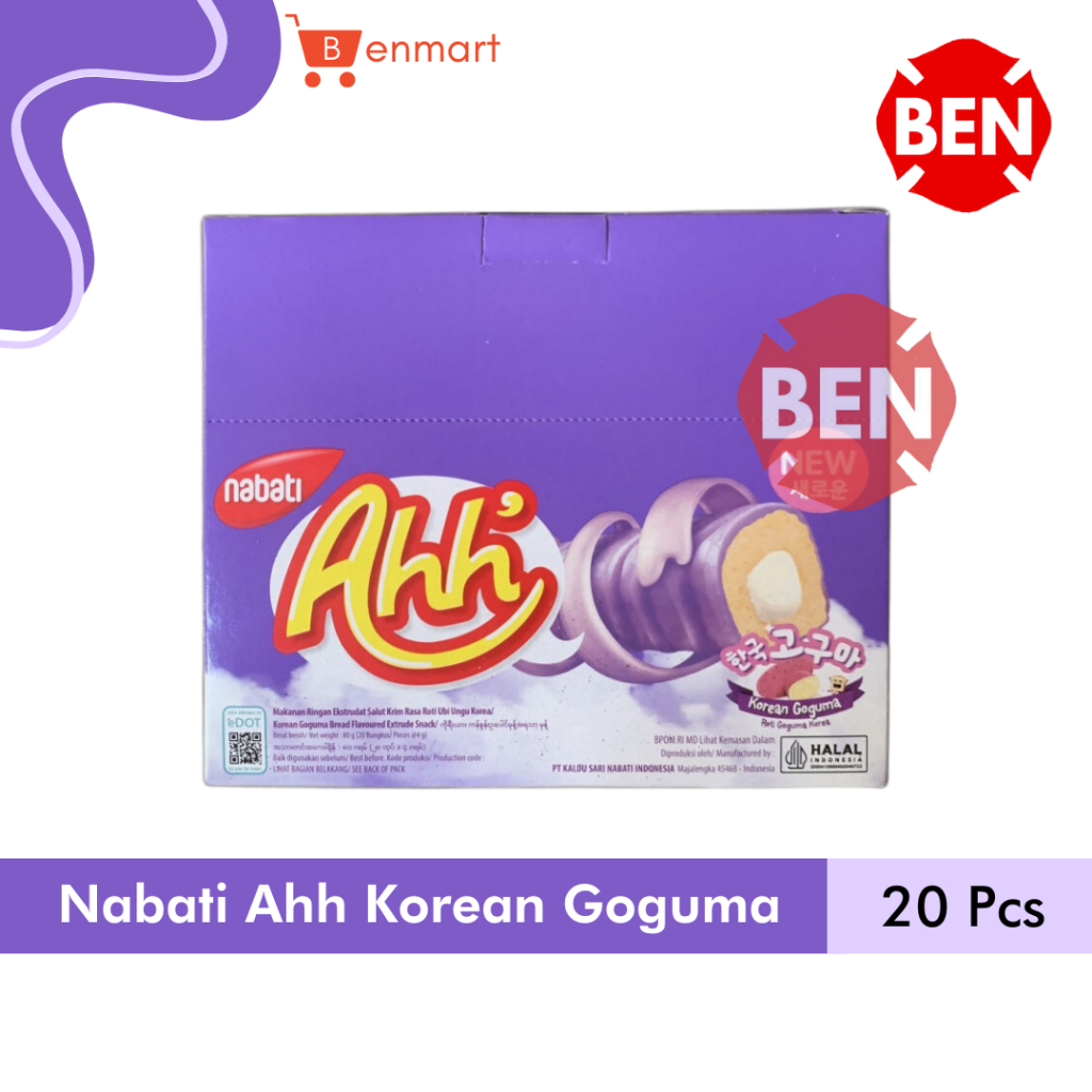 

Nabati Ahh KOREAN GOGUMA 1 Pak Box 20 Pcs Roti Krim Ubi Ungu Korea 500