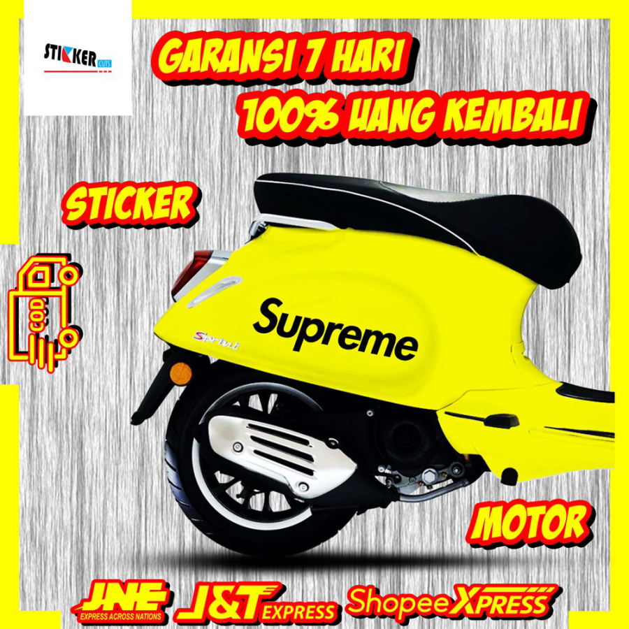 STIKER CUSTOM MOTOR HELM STICKER LOGO SUPREME   VESPA SCOOPY LOGO FREE CUSTOM DESAIN BAHAN HIGH QUAL