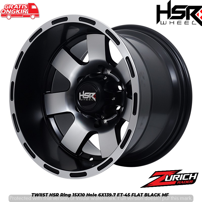 Velg mobil offroad tapak lebar ring 15 HSR TWIIST Lebar 10 pcd 6X139 Offset -45 colorado panther eve