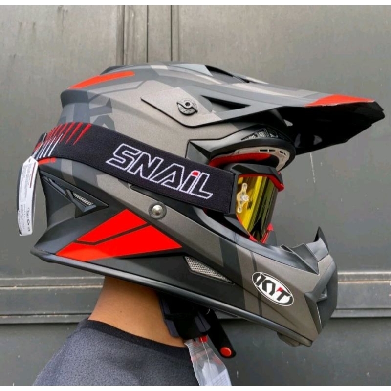 Helm Cross KYT JUMPSHOT SERI 3 BLACK RED [Ongkir Termurah 2Kg]