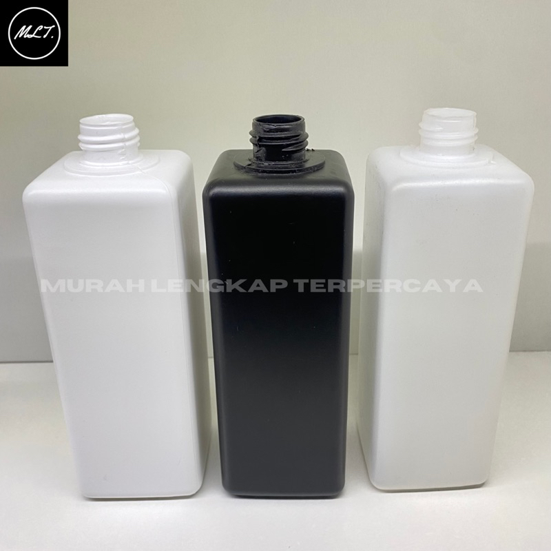 BOTOL HDPE 500ML KOTAK NECK 24 BOTOL 500 ML KOTAK PUMP SPRAY PUTIH HITAM BENING BOTOL SAJA