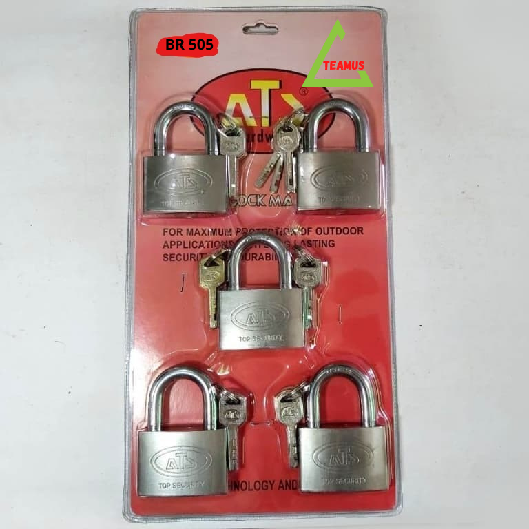 Gembok Putih Master Key ATS ukuran 50mm 1 set isi 5pcs / Iron Padlock 50mm BR505 set 5 pcs Gembok Pa