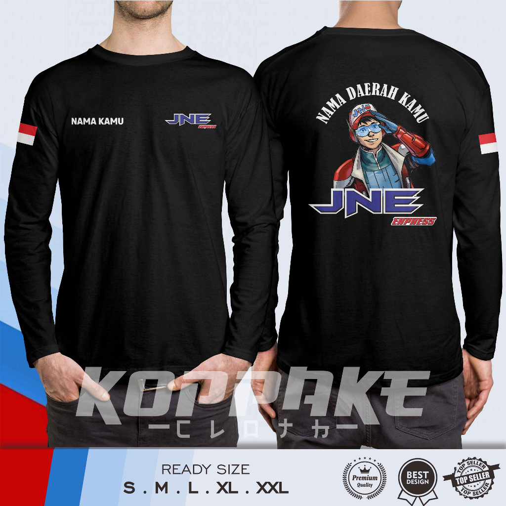 Kaos JNE Express Bang Kurir Vector Gratis Nama Kamu dan Nama Daerah Lengan Panjang Baju Distro
