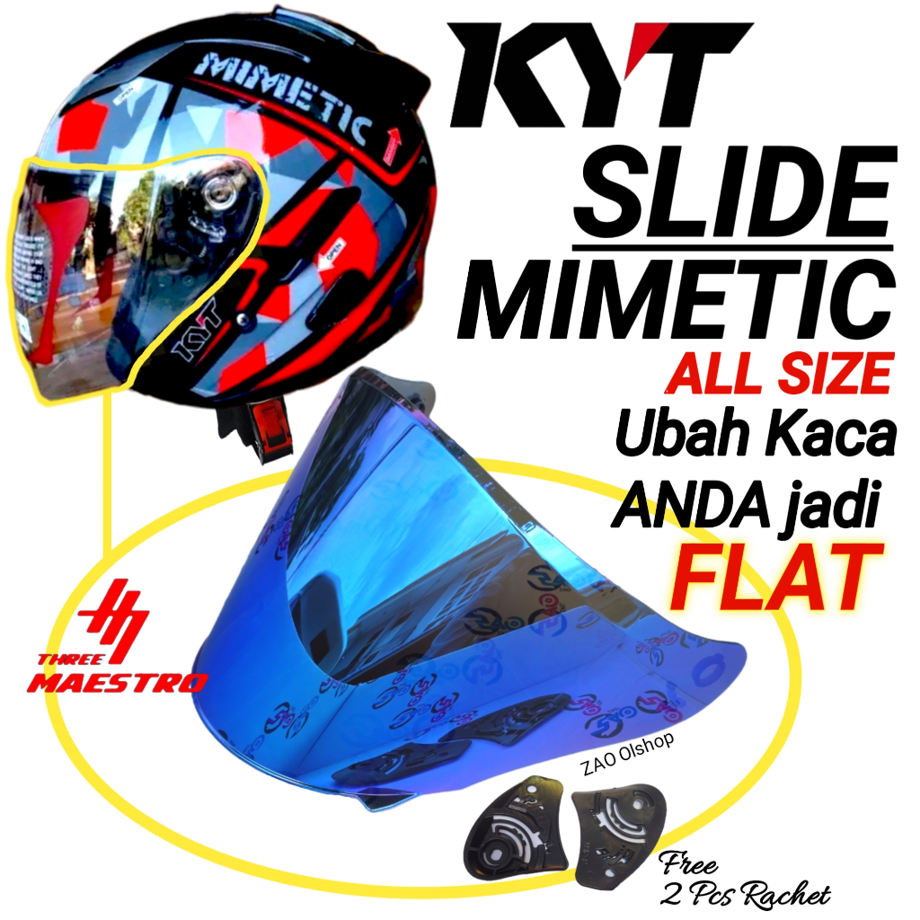 Kaca Helm KYT SLIDE MIMETIC Visor Helmet FLAT venom open ganteng TM2 kyt slide flatr R