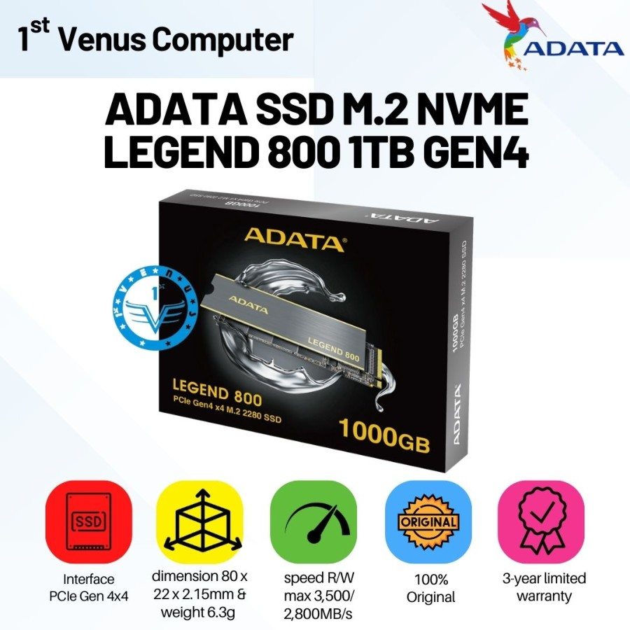 ADATA SSD M.2 NVME LEGEND 800 1TB - SSD NVME 1TB ADATA LEGEND 800 / MEM75-ADA