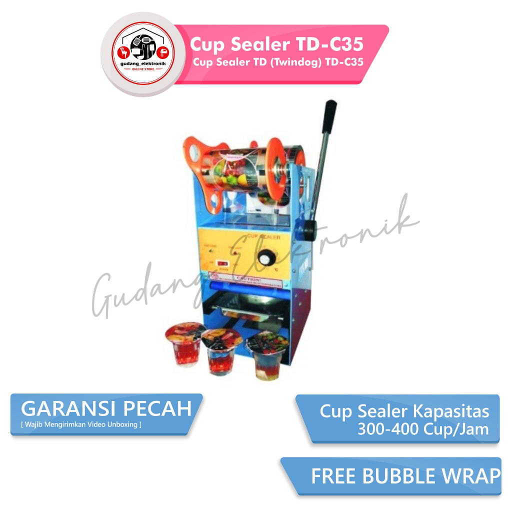 Cup Sealer Mesin Penutup Gelas Plastik 500Ml TD (Twindog) TD-C35