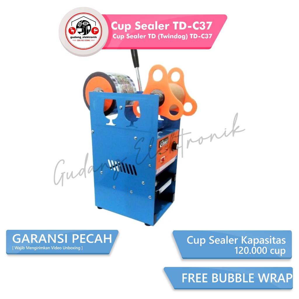 Cup Sealer Mesin Penutup Gelas Plastik 700Ml TD (Twindog) TD-C37