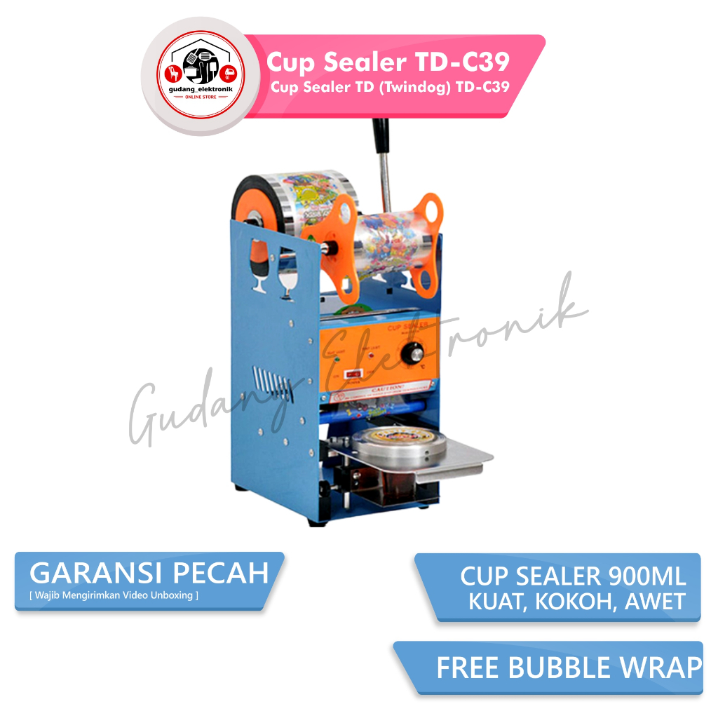 Cup Sealer Mesin Penutup Gelas Plastik 900Ml TD (Twindog) TD-C39