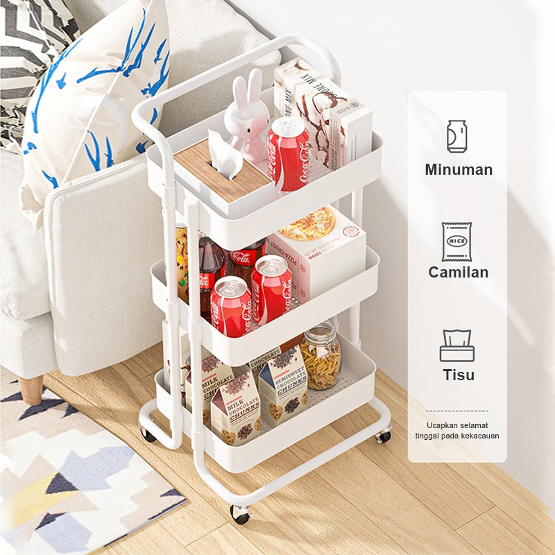 KING Dreams Rak Dapur Serbaguna Multipurpose Kitchen Trolley Rak Troli Rak Kamar Mandi Rak Susun Plastik dengan Roda