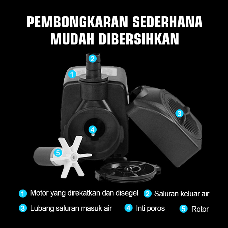 Xcamellyaa Pompa Air Celup Kolam Aquarium Aquascape - Mesin Air Terjun Kolam Ikan Koi Arwana 4000L/H