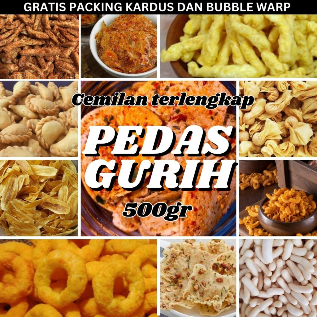 

TERMURAH snack kiloan pedas gurih 500gr /makanan ringan murah /cemilan enak / jajanan lebaran / Jajanan Jadul