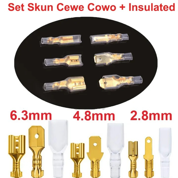 Set crimp terminal skun cewe cowo kondom karet pelindung - soket skun male female besar kecil sedang