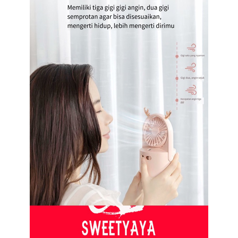 Sweetyaya Kipas Angin Nano Spray Mist Sprayer Mini Fan Facial USB Rechargeable Kipas Angin Estetik U