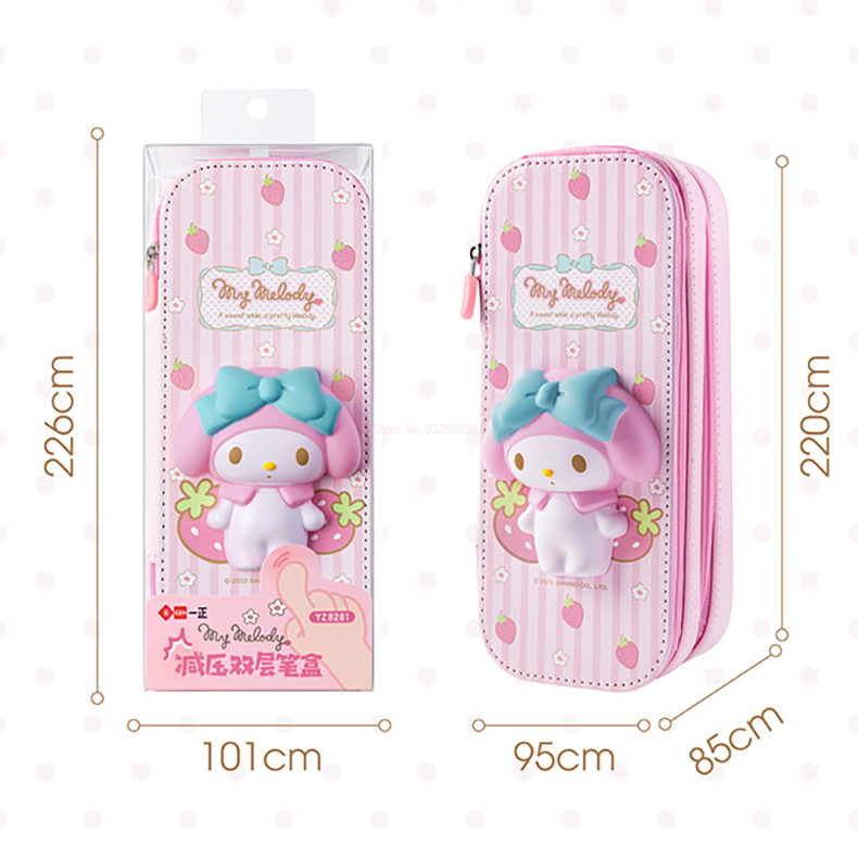 

4Gaya Sanrio Lucu Mymelody Kuromi Cinnamoroll Alat Tulis Pensil Kasus Jari Tekan Pops Menghilangkan