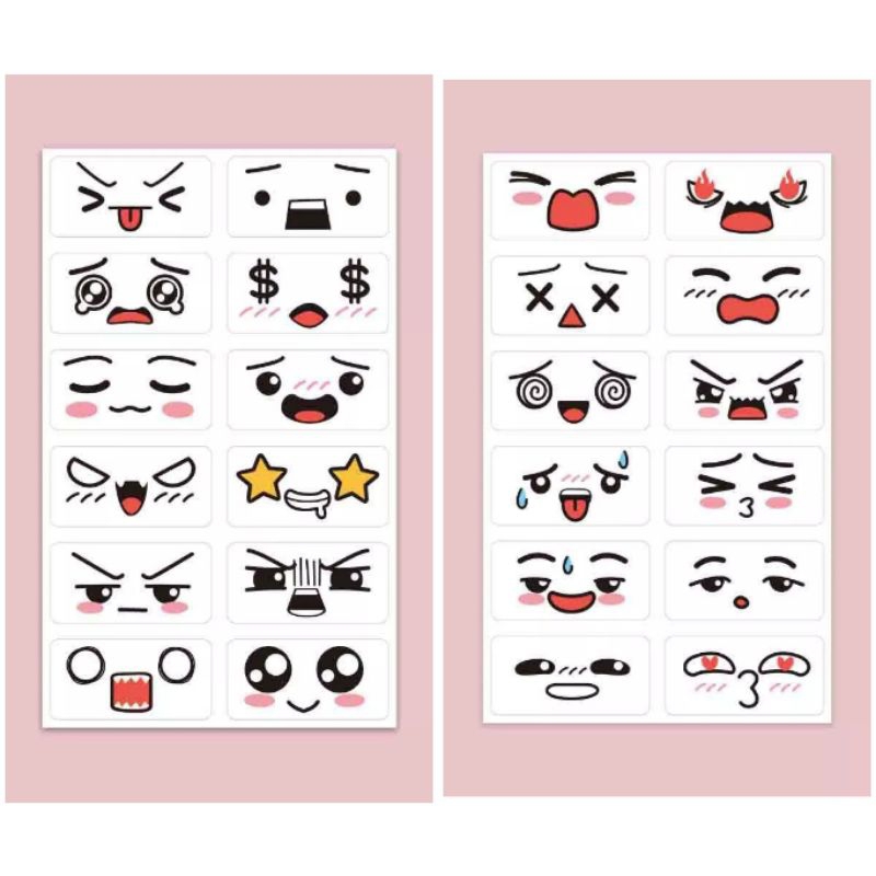 

( 5 Lembar = 60 Pcs ) Stiker Emoji Stiker Ekspresi Bahan PVC Waterproof