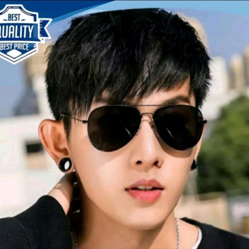 Kacamata hitam pria/wanita oval bulat