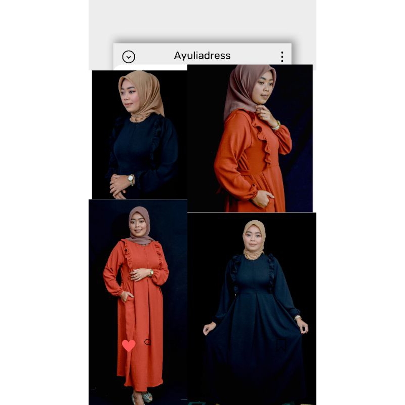 dress crinkle serut depan/gamiskekinian /dressmodel baru 2023/2024/gamis polos elegan/gamis ayumi02 