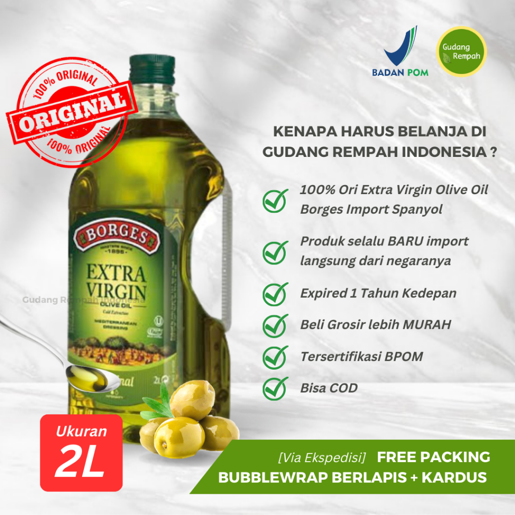 BORGES 2L Extra Virgin Olive Oil Minyak Zaitun Murni Herbal Original [Live]
