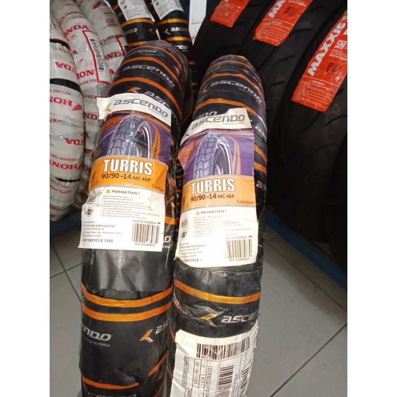 BAN LUAR ASCENDO TURRIS UK.90/90-14 NON TUBLLES UNTUK MOTOR MATIC