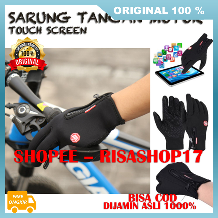 Sarung Tangan Motor Dan Sepeda Anti Air Sarung Tangan Sepeda Motor Waterproof TouchScreen 100% ASLI