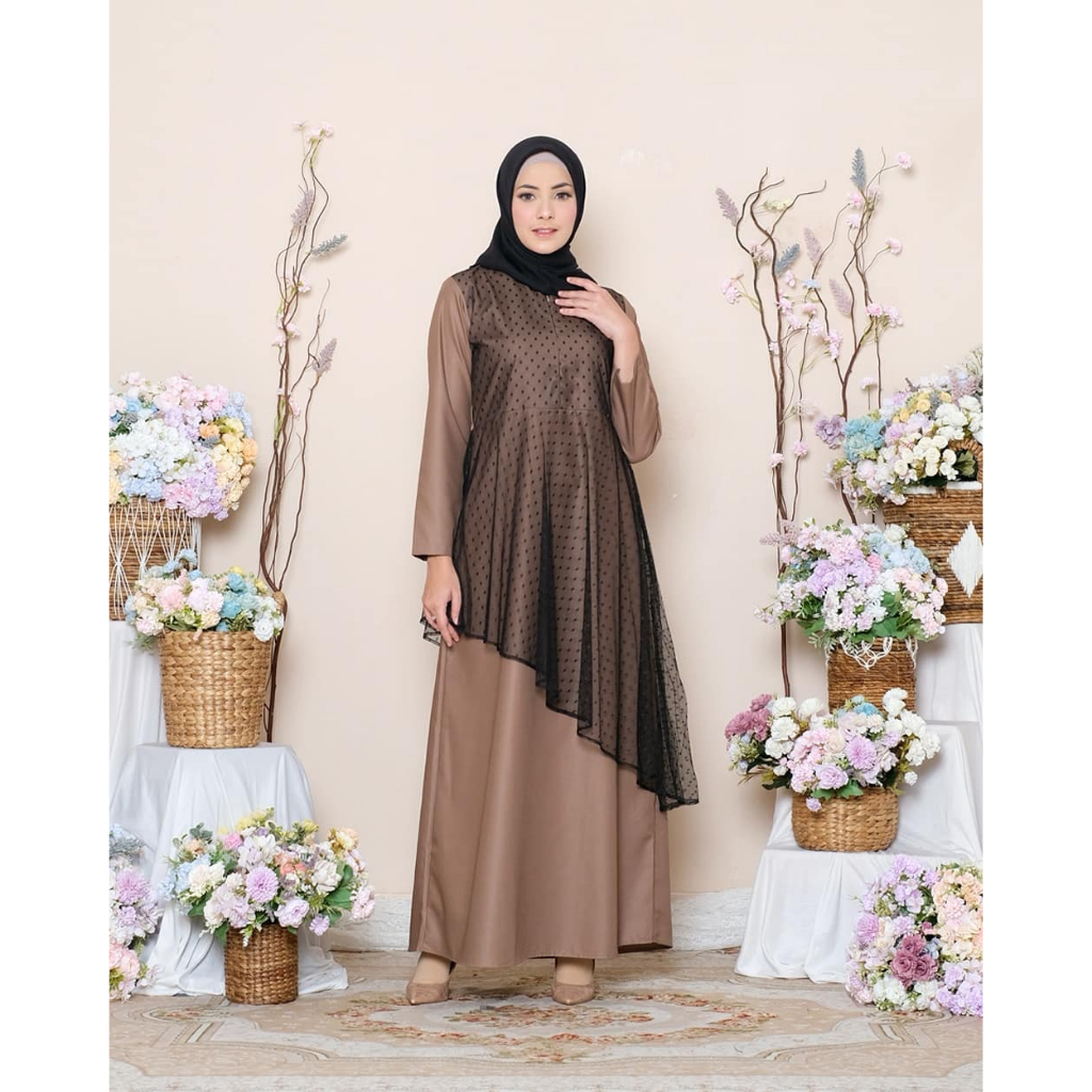 Gamis Nabila By Liliana_Boutique Dress Tutu Tulle Kekinian Ready Jumbo M, L, Xl, Xxl Gamis Kondangan