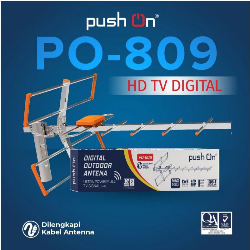 antena HD TV DIGITAL Push On Outdoor Luar Signal Powerfull + KABEL