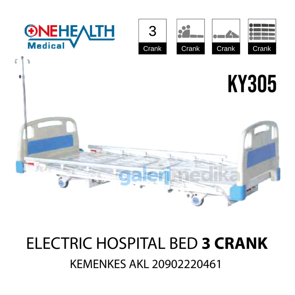 Ranjang Pasien OneHealth Electric Hospital Bed Deluxe 3 Crank