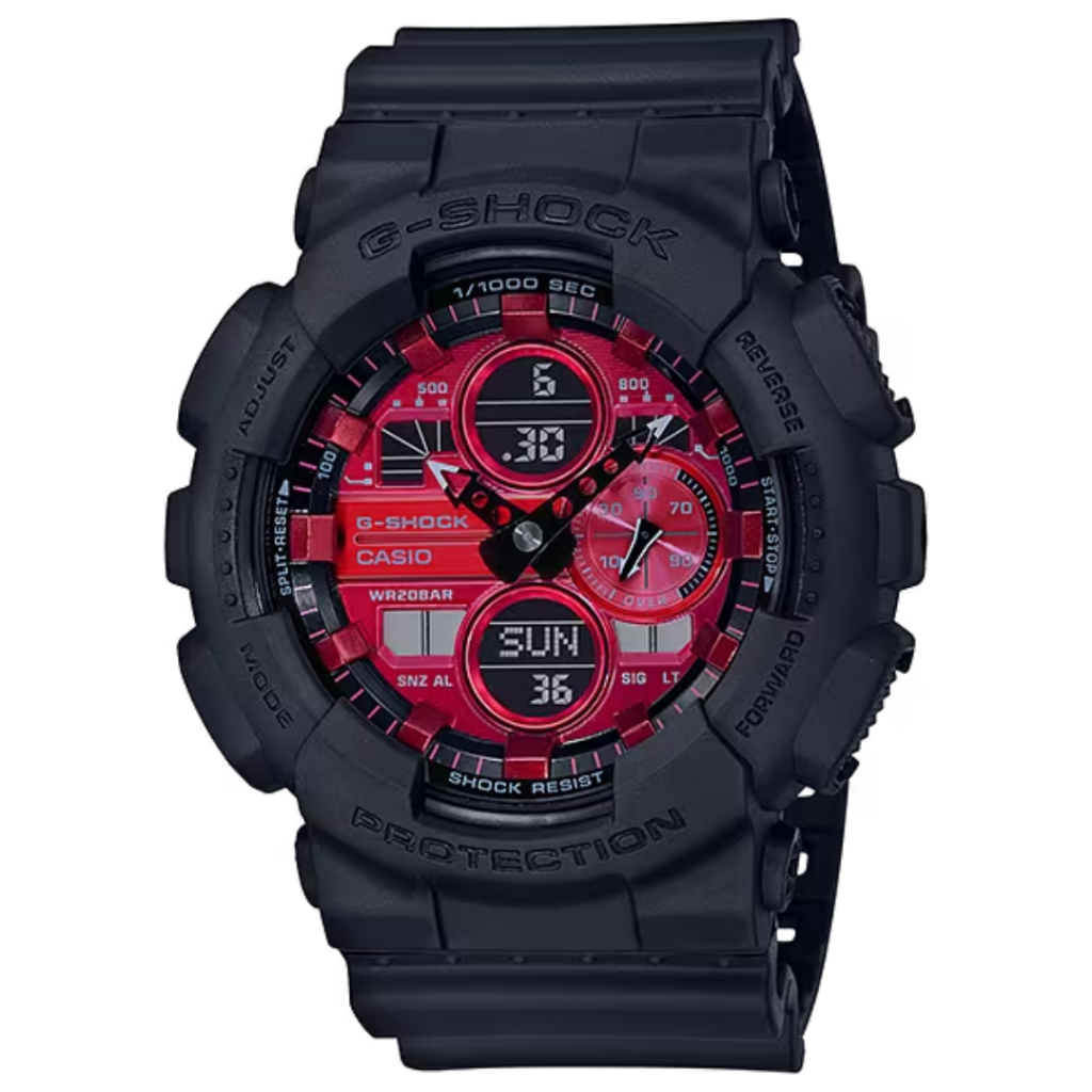 JAM TANGAN PRIA GA140AR GA 140AR GA-140AR 1A DIGITAL ANALOG BLACK RED RESIN STRAP