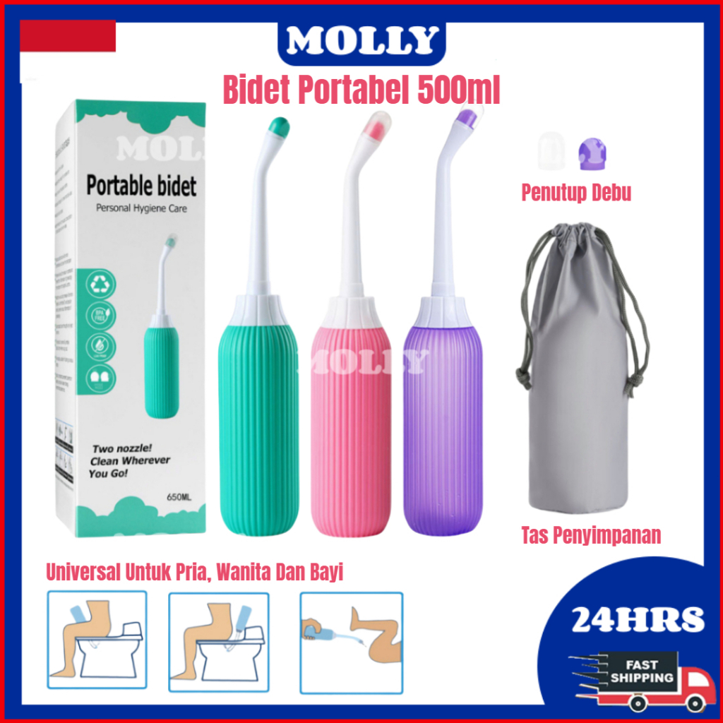 PORTABLE BIDET KEPALA SEMPROTAN CUCI JET SHOWER TOILET CUCI AC PORTABLE KERAN CEBOK 500ML