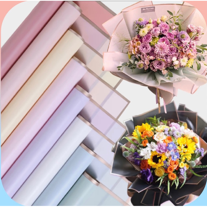 

(ECER) 1 pcs Kertas Buket Cellophane | Flower Wrapping List Gold