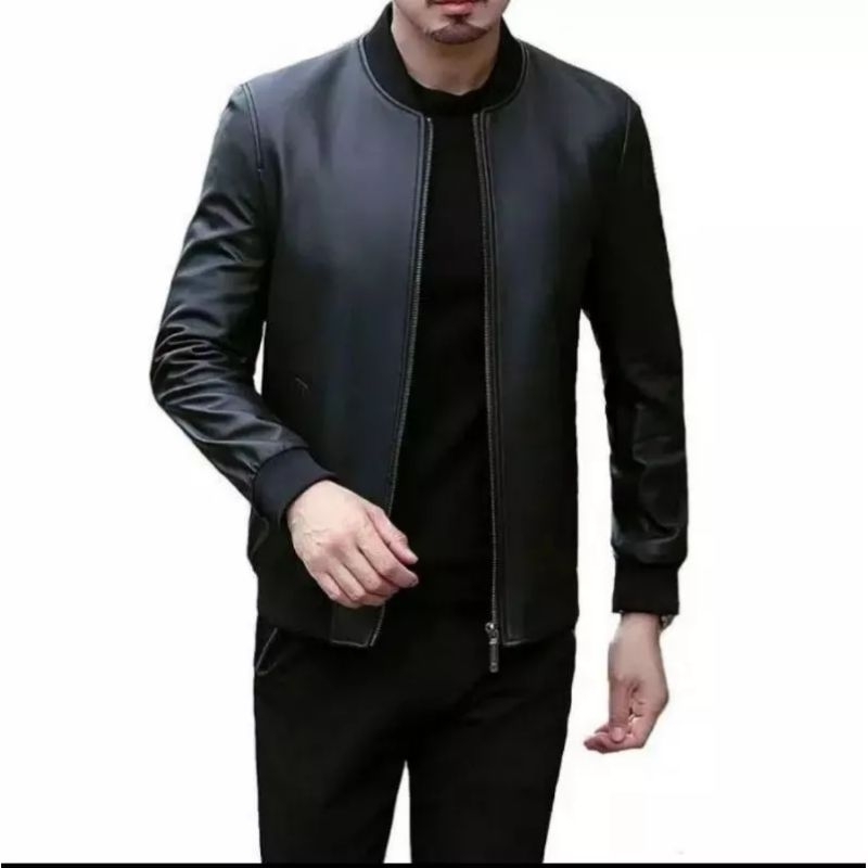 Jaket kulit asli pria Formal - Jaket kulit pria hitam elegan