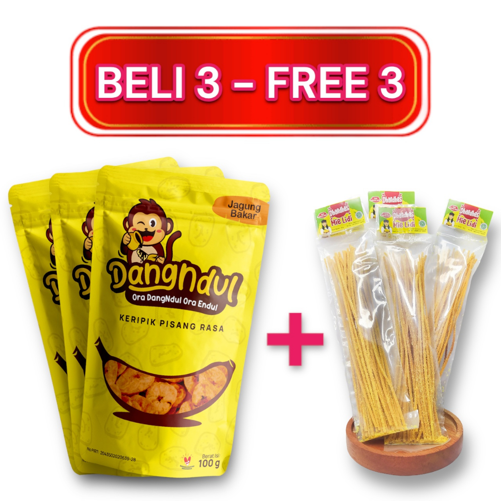 

BELI 3 KERIPIK PISANG DANGNDUL RASA JAGUNG BAKAR FREE 3 MIE LIDI DHARDHES 20G