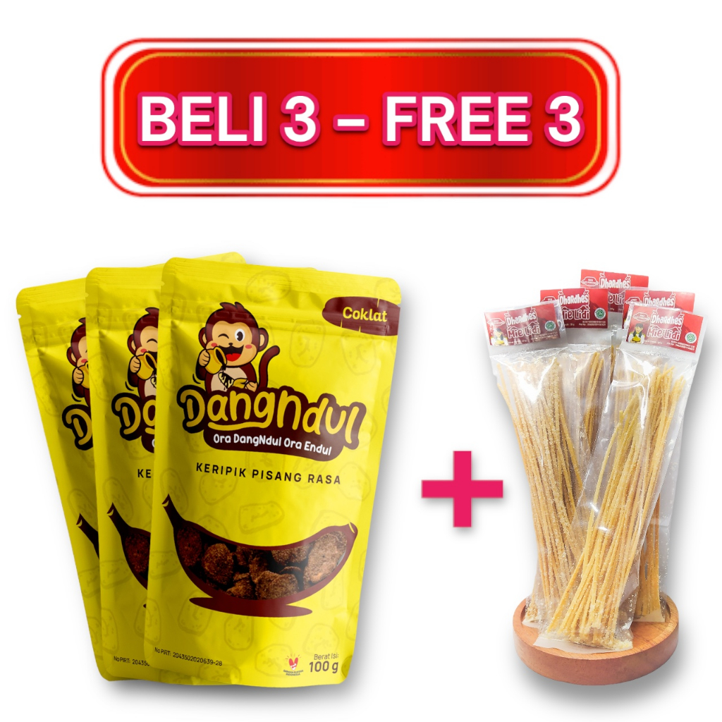

BELI 3 KERIPIK PISANG DANGNDUL RASA COKLAT FREE 3 MIE LIDI DHARDHES 20G