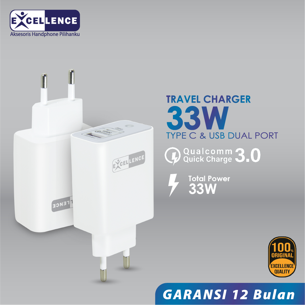 EXCELLENCE Travel Charger Phoenix 33W USB & Type-C Super Fast Charging Original High Quality