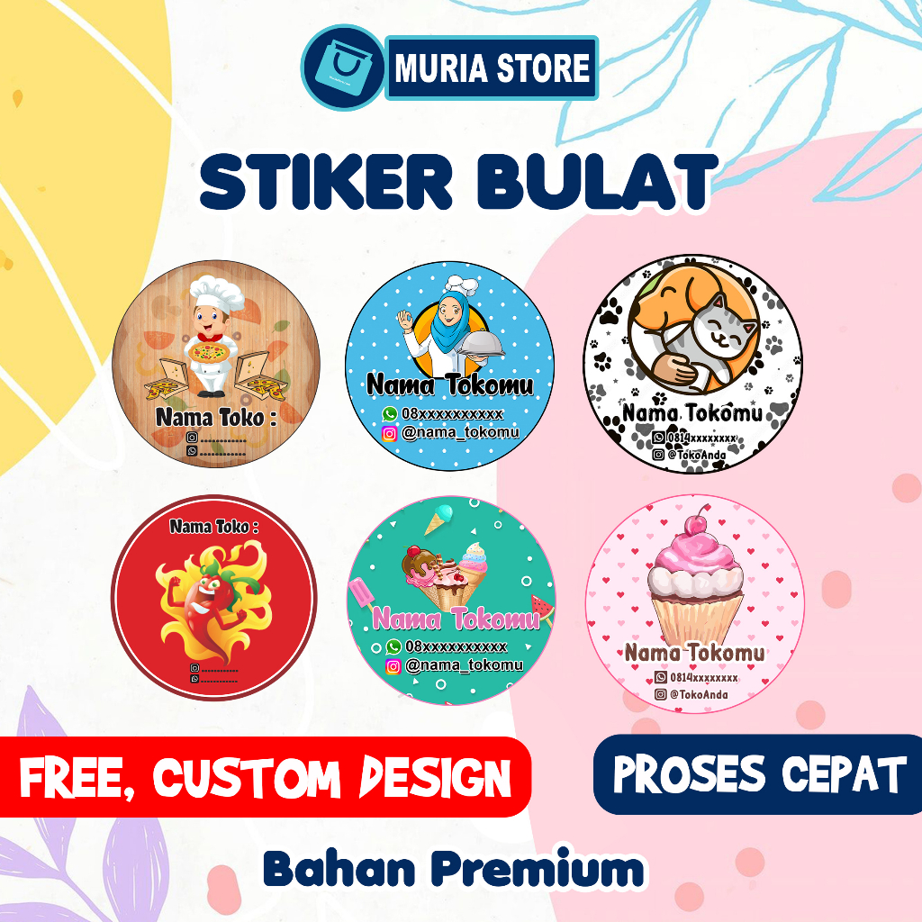 STIKER LABEL KEMASAN MAKANAN ULTAH SNACK CATERING SNACK CUSTOM NAMA