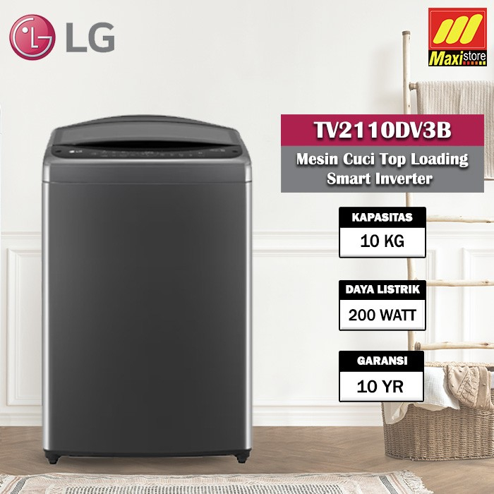LG TV2110DV3B Mesin Cuci Top Loading [10 Kg] Smart Inverter