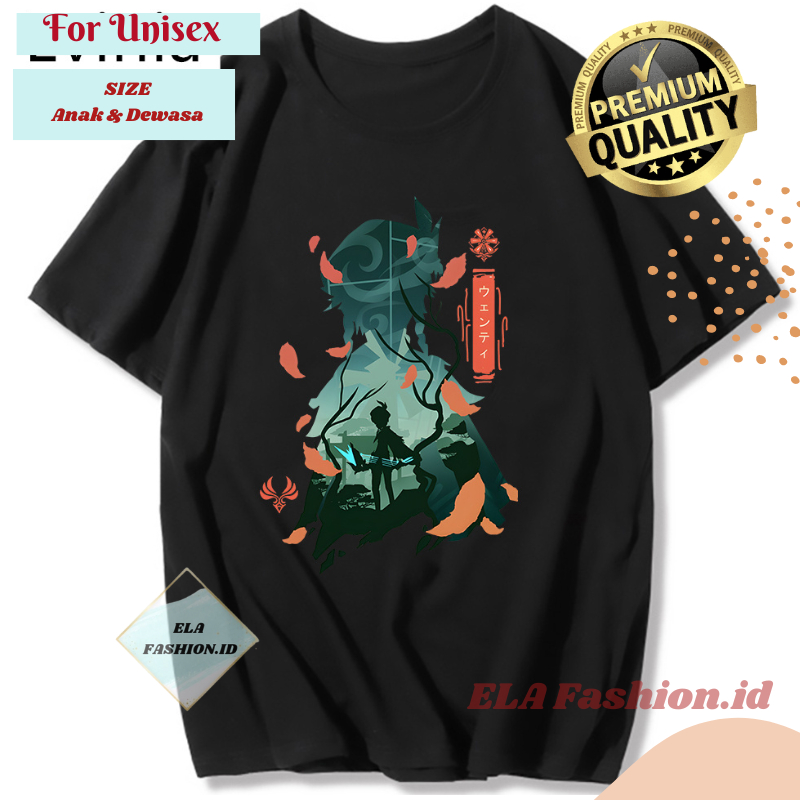 Kaos Xiao Venti Kaus Grafis Hu Tao Zhong Li Kaus Kaedehara Kazuha Raiden Shogun