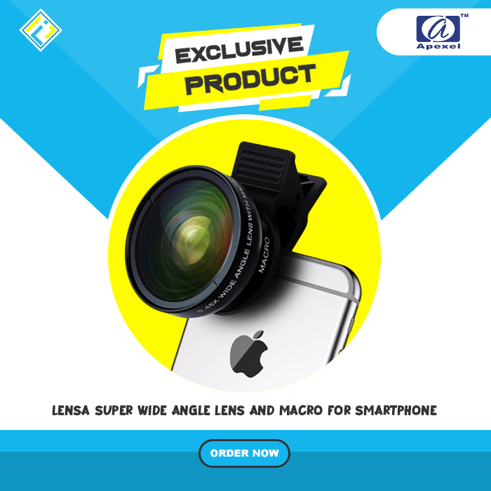 Smartphone Lens Apexel Super Wide Angle Lens 0.45X + Macro