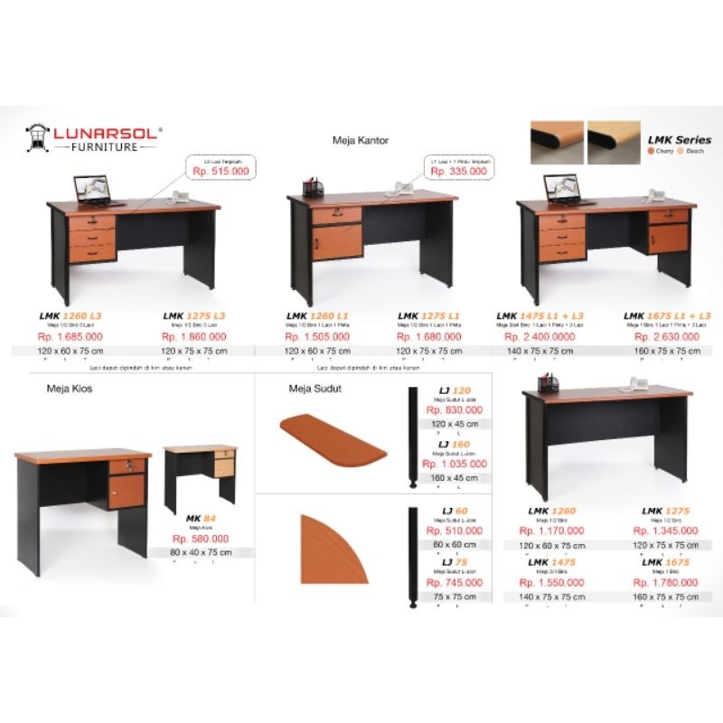 Meja Kantor Meja Kerja Satu Biro dan Setengah Biro