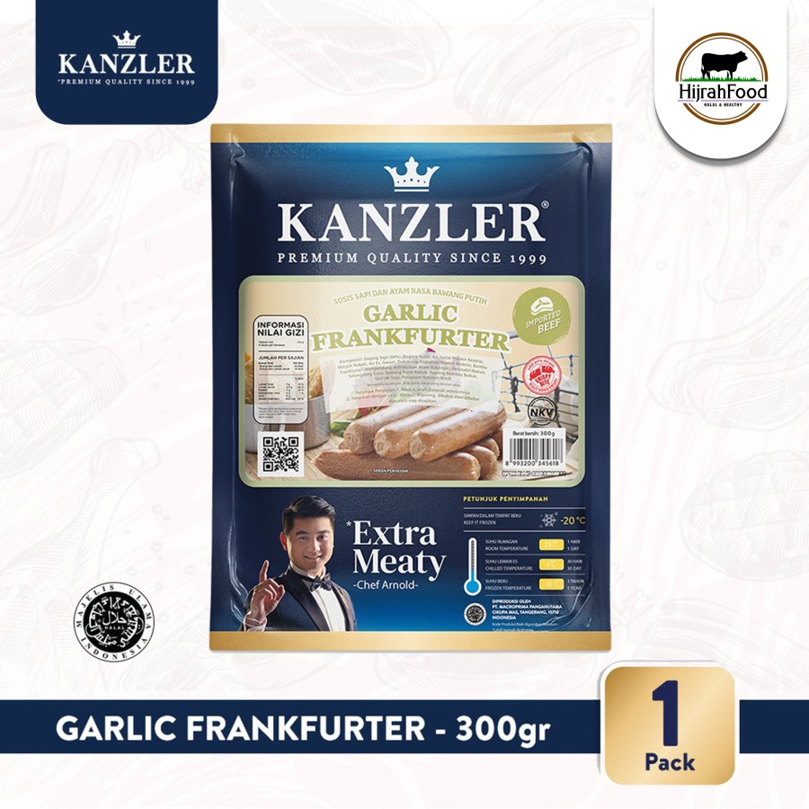 

Kanzler Garlic Frankfurter Sausage Sosis Sapi Rasa Bawang Putih Extra Meaty 300gr