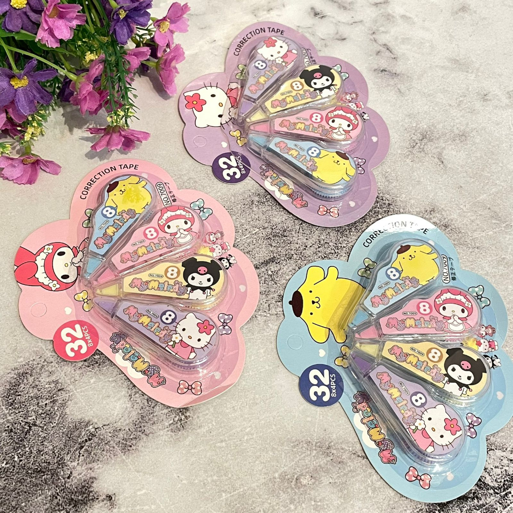 

Correction Tape 4 in 1 Isi Tip ex 4 pcs - MOTIF SANRIO FRIENDS - tipex tipeks kertas alat tulis kantor lucu kerja sekolah