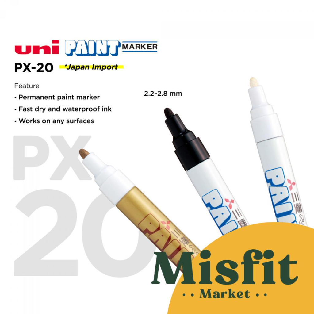 

UNI PAINT MARKER PX20 PX-20 Spidol Marker Bandel Tahan Kimia Gores Ban Speda Sepeda Besi Metal Kaca Kayu Kulit Mitsubishi