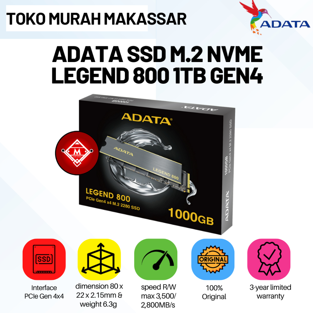 SSD ADATA M.2 NVME LEGEND 800 1TB / ADATA SSD LEGEND 800 / MEM75-ADA