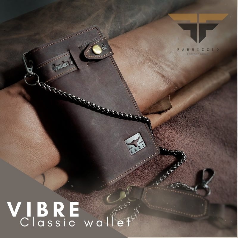 dompet panjang pria kulit asli free rantai-VIBRE