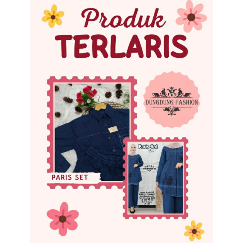 [DIJAMIN ORI] SETELAN WANITA, JEANS TUNIK WANITA, FULL MOTIF BORDIR LD110, ORIGINAL PREMIUM JEANS WA