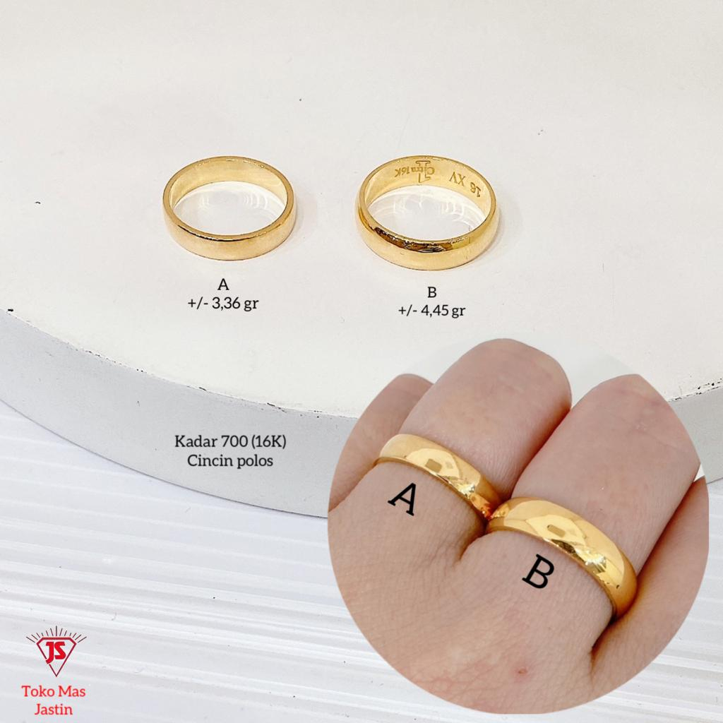 cincin ring polos belah rotan kadar 16k/700